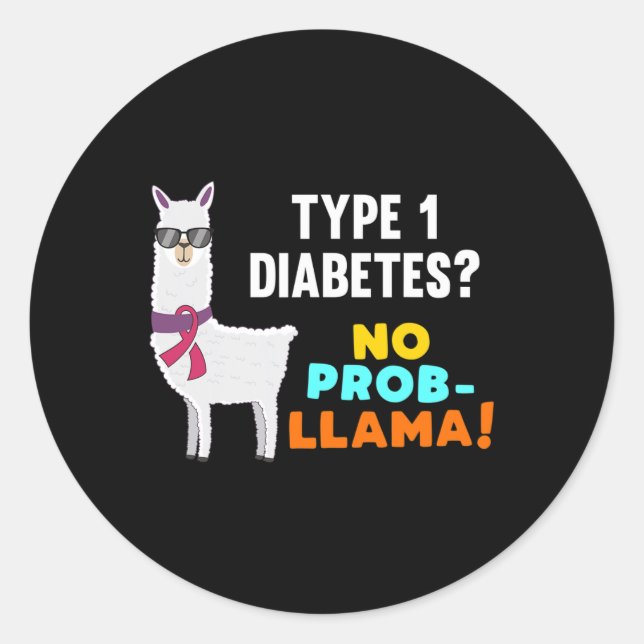 Kein Prob-Lama T1d Typ 1 Diabetes Warrior Runder Aufkleber (Vorderseite)