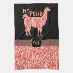 Kein Prob Llama Rosa Korallen Glitzer Glitzern Mon Geschirrtuch