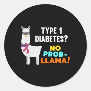 Kein Prob-Llama T1D Typ 1 Diabetes Warriors Runder Aufkleber