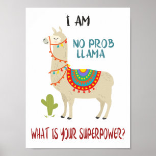 Kein Problem Llama No Prob Llama Superpower Funny Poster