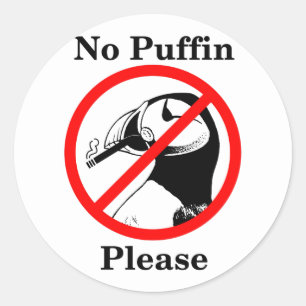 Kein Puffin bitte Runder Aufkleber