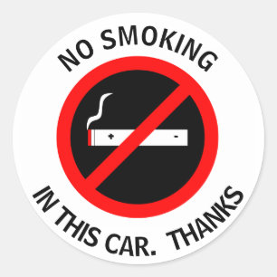KEIN RAUCHEN IN DIESEM AUTO. DANK RUNDER AUFKLEBER