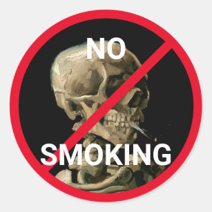 Kein Rauchverbot mit Van Gogh Skull Artwork Runder Aufkleber