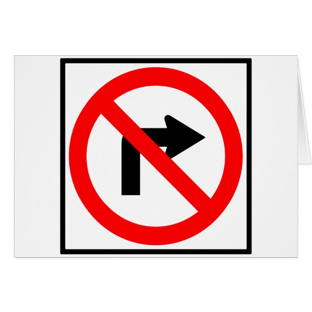Kein rechtsdrehendes Landstraßen-Zeichen (Vorderseite (Horizontal))