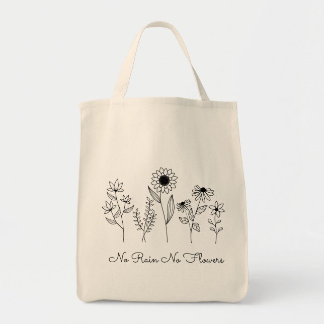 Kein Regen Keine Blume Boho Line Tragetasche (Vorne)