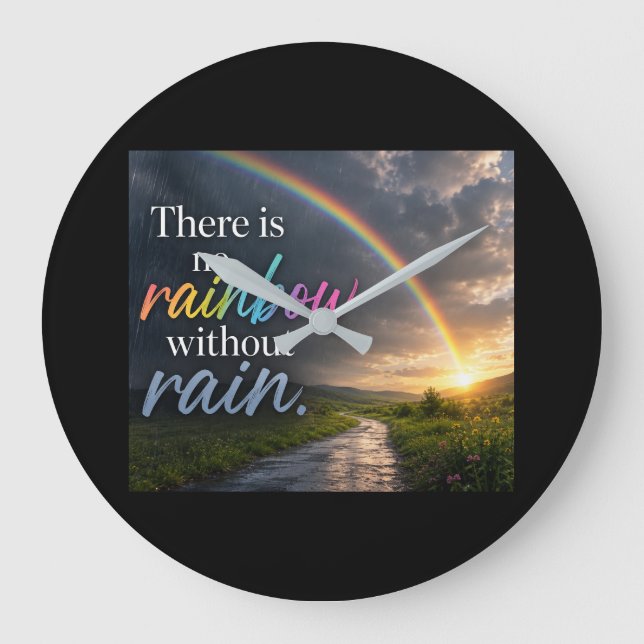 Kein Regenbogen ohne Regen Große Wanduhr (Vorderseite)