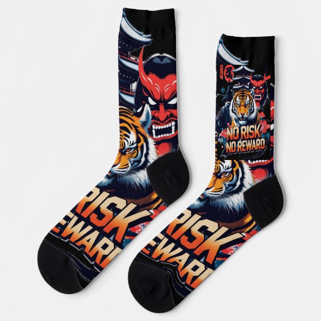 Kein Risiko kein Gewinn - Samurai Tiger Socken (Linkes Detail)