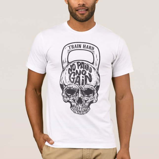 Kein Schmerz kein Gain Skull T - Shirt (Vorderseite)