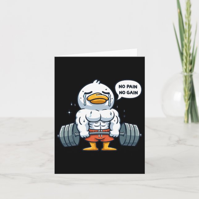 Kein Schmerz kein Gewinn Funny Duck - Gym Workout  Karte (Vorderseite)