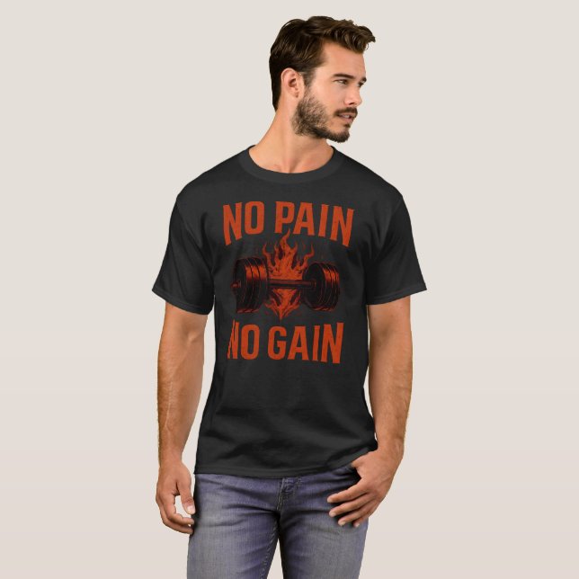 Kein Schmerz Kein Gewinn – Klassisches Gym-Motivat T-Shirt (Vorne ganz)