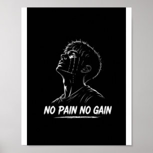 Kein Schmerz Kein Gewinn Weinender Mann Motivation Poster