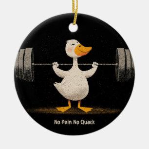Kein Schmerz kein Quack – Lustige Fitness-Enten Ku Keramik Ornament