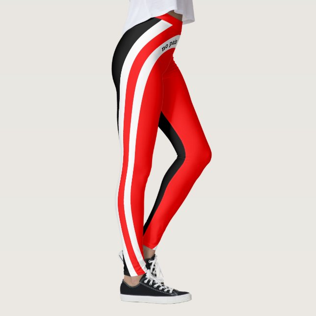 Kein Schmerz kein Schmerz Rot Weiß und Schwarz Leggings (Rechts)