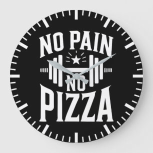 Kein Schmerz, keine Pizza - Funny Gym Workout Große Wanduhr