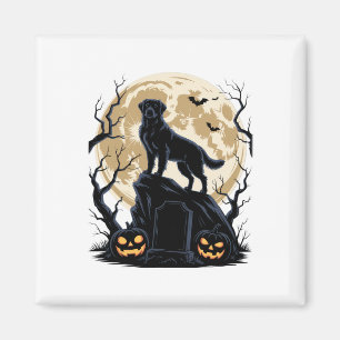 Kein sichtbarer Text erkannt. Spooky Halloween Dog Magnet