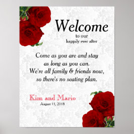 Kein Sitzplan - Hochzeit in tiefen Rote Rosen Poster