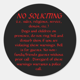 KEIN SOLIZITING-Aufkleber (schwarz) Runder Aufkleber