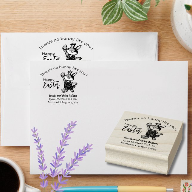 Kein Sonnenschein wie du Ich Ostern Rücksendeadres Gummistempel (No Bunny like you I Easter Return Address Rubber Stamp)