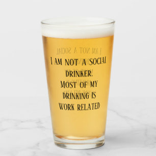 Kein sozialer Drinker Funny Pint Stein Glas