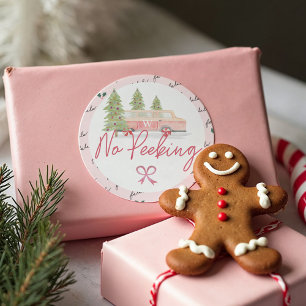 Kein Spähen Vintage Rosa Candy Weihnachtsvan Runder Aufkleber