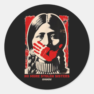 Kein Stolen Sister Red Hand Mmiw Awareness Amer me Runder Aufkleber