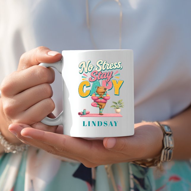 Kein Stress, bleib Capy - Yoga Capybara Kaffeetasse (No Stress Stay Capy - Yoga Capybara Coffee Mug)
