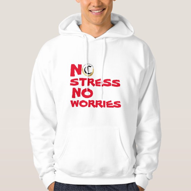 KEIN STRESS KEIN WORT WEISS UND ROT HOODIE (Vorderseite)