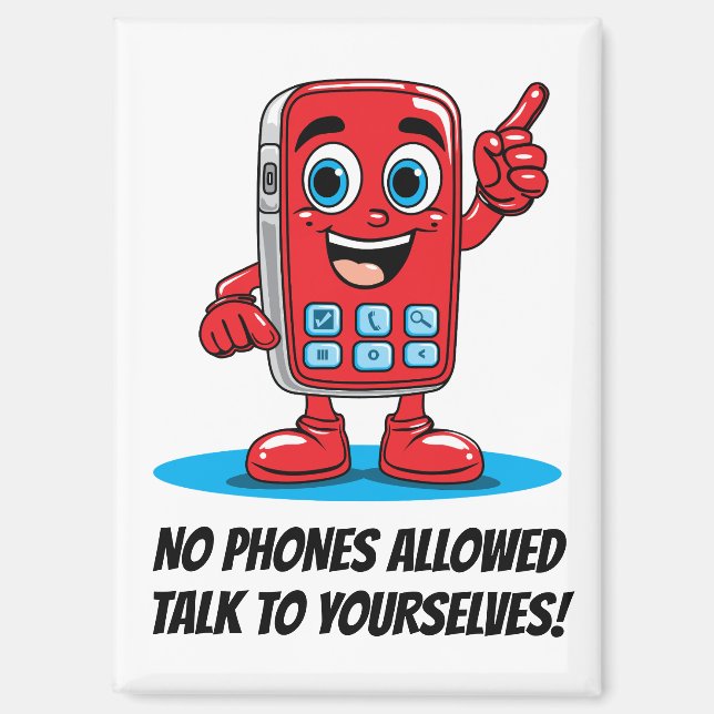 Kein Telefon erlaubt Red Cartoon Magnet (Vorderseite)