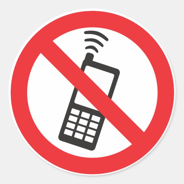 Kein Telefon erlaubt Runder Aufkleber (Vorderseite)