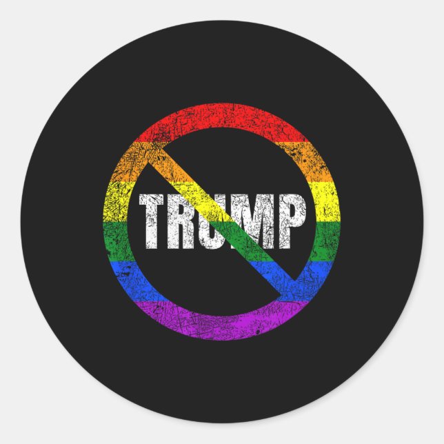Kein Trump-Anti-Trump-Regenbogenfahne-Gay Pride Runder Aufkleber (Vorderseite)