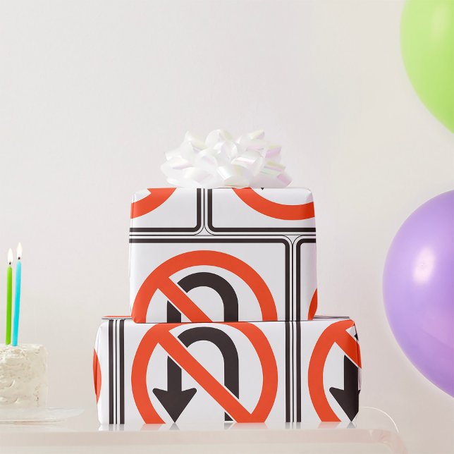 Kein U-Turn-Zeichen für die Straßenverkehrssicherh Geschenkpapier (Von Creator hochgeladen)