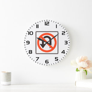 Kein U-Turn-Zeichen für die Straßenverkehrssicherh Große Wanduhr