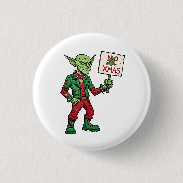 Kein Weihnachten – Rebellischer Alien-Stil Button (Vorderseite)