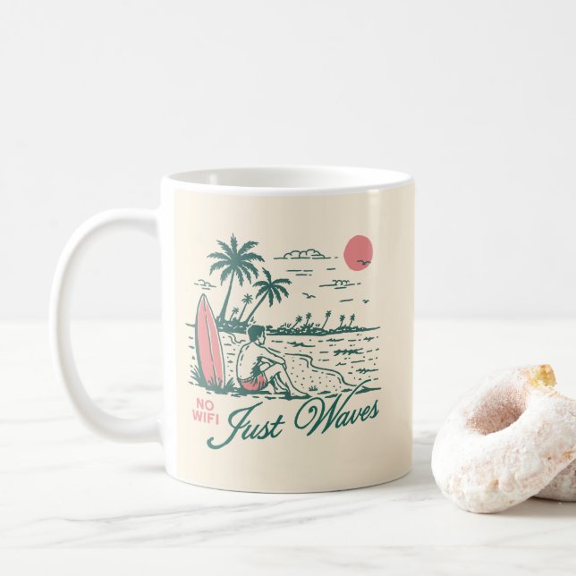 Kein Wifi Nur Wellen Kaffeetasse (Mit Donut)
