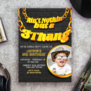 Keine Ahnung, aber ein 3-Knöpfe-Hip Hop mit Foto Einladung