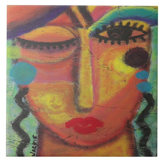 Keine Ahnung, Abstrakte Acrylmalerei  Fliese (Vorderseite)