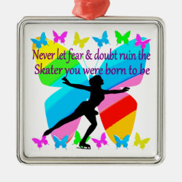 KEINE ANGST EINFACH GLAUBEN FIGURE SKATER SILBERNES ORNAMENT