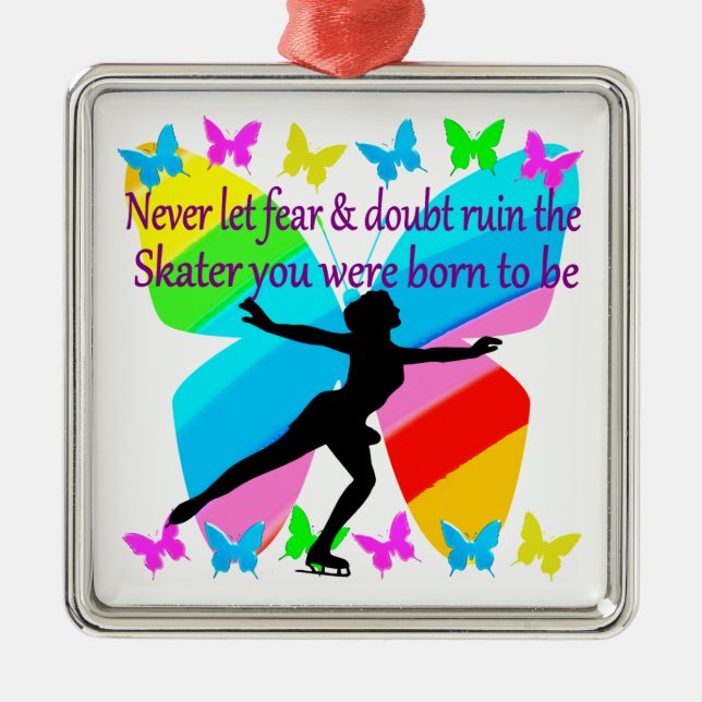KEINE ANGST EINFACH GLAUBEN FIGURE SKATER SILBERNES ORNAMENT (Vorne)