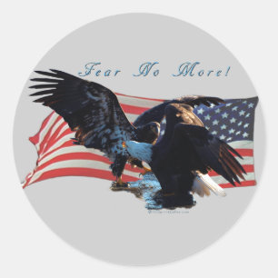 "Keine Angst mehr!" Eagle/US Flag Geschenk Runder Aufkleber