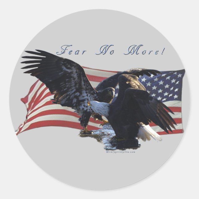 "Keine Angst mehr!" Eagle/US Flag Geschenk Runder Aufkleber (Vorderseite)