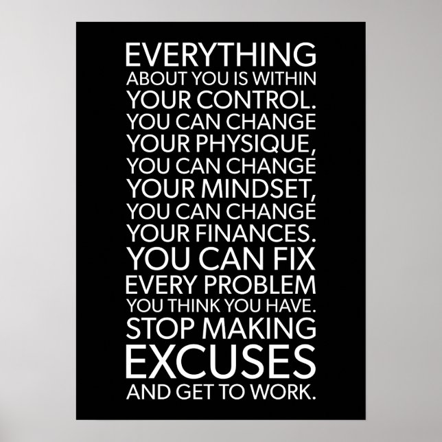 Keine Ausreden mehr machen - Erfolg Motivierend Poster (Vorne)