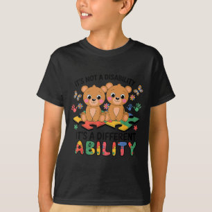 Keine Behinderung lustiger Bär Autismus-Bewusstsei T-Shirt
