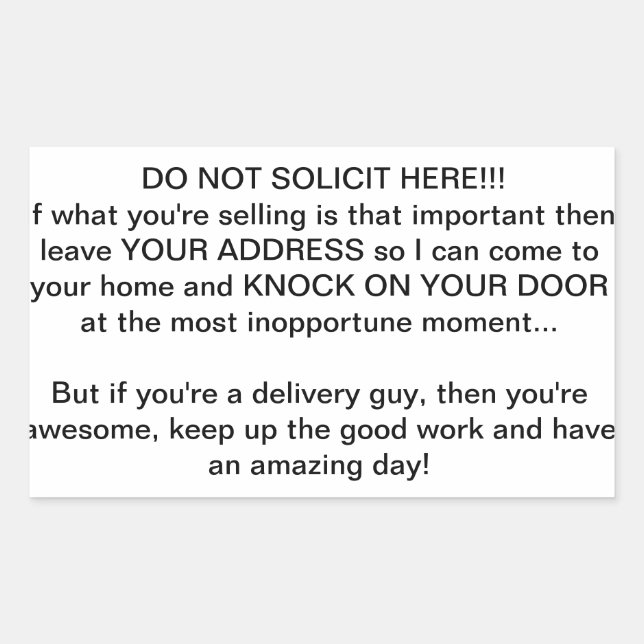 keine Bewerbung Rechteckiger Aufkleber (Vorderseite)