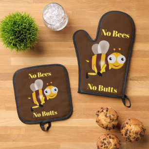 Keine Bienen Keine Hintern Oven Mitt und Pot Holde Ofenhandschuh & Topflappen-Set