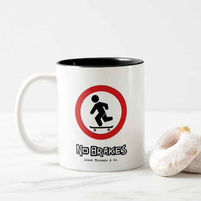 Keine Bremsen Skateboarder-Tasse Zweifarbige Tasse (Mit Donut)