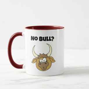 Keine Bull Funny Brown Cartoon Cow Head Art Tasse