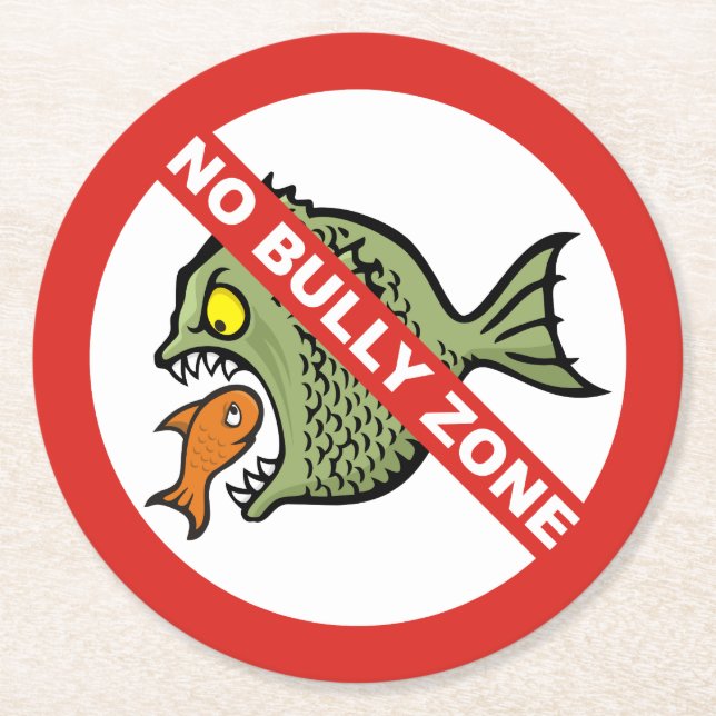 Keine Bully Zone Runder Pappuntersetzer (Vorderseite)
