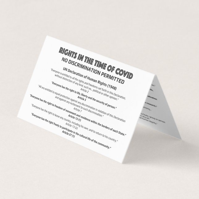 "Keine Diskriminierung" Visitenkarten (Vorderseite)