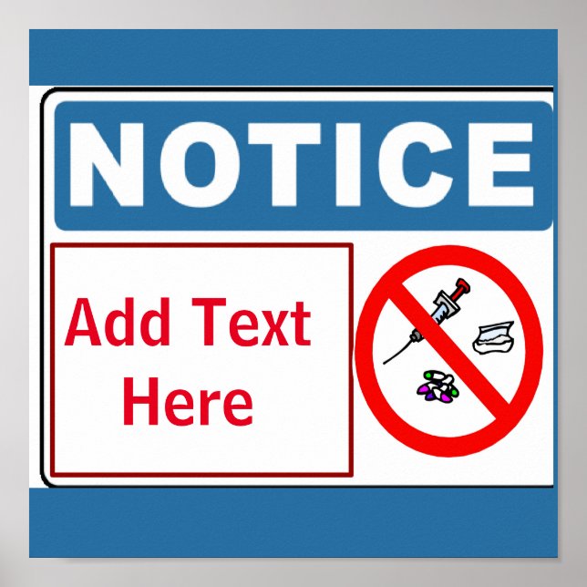 Keine Drogen auf Räumlichkeiten, Text hinzufügen,  Poster (Vorne)