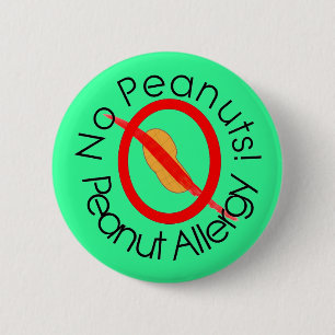 Keine Erdnüsse! Erdnuss-Allergie-Button im Grün Button